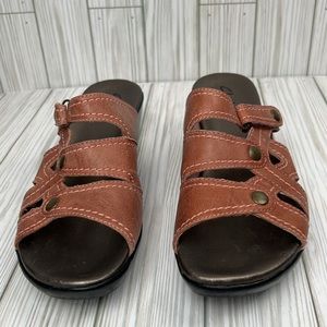 Clarks Women’s Bendables Sandals‎ Slip On Rose Pink Leather Size 9M